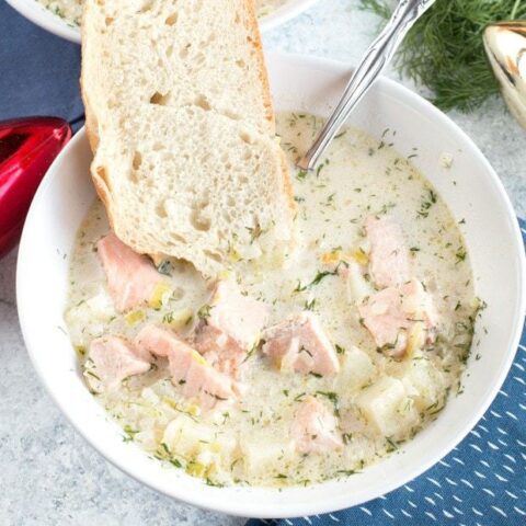 Salmon Chowder | cakenknife.com #ad #christmas #salmon #seafood #chowder #soup