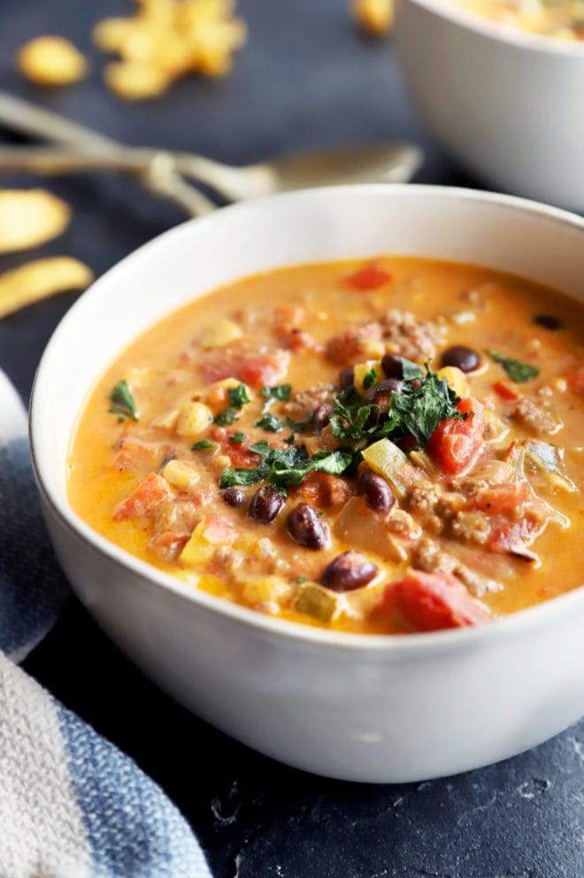 Slow Cooker Queso Chili Side Photo