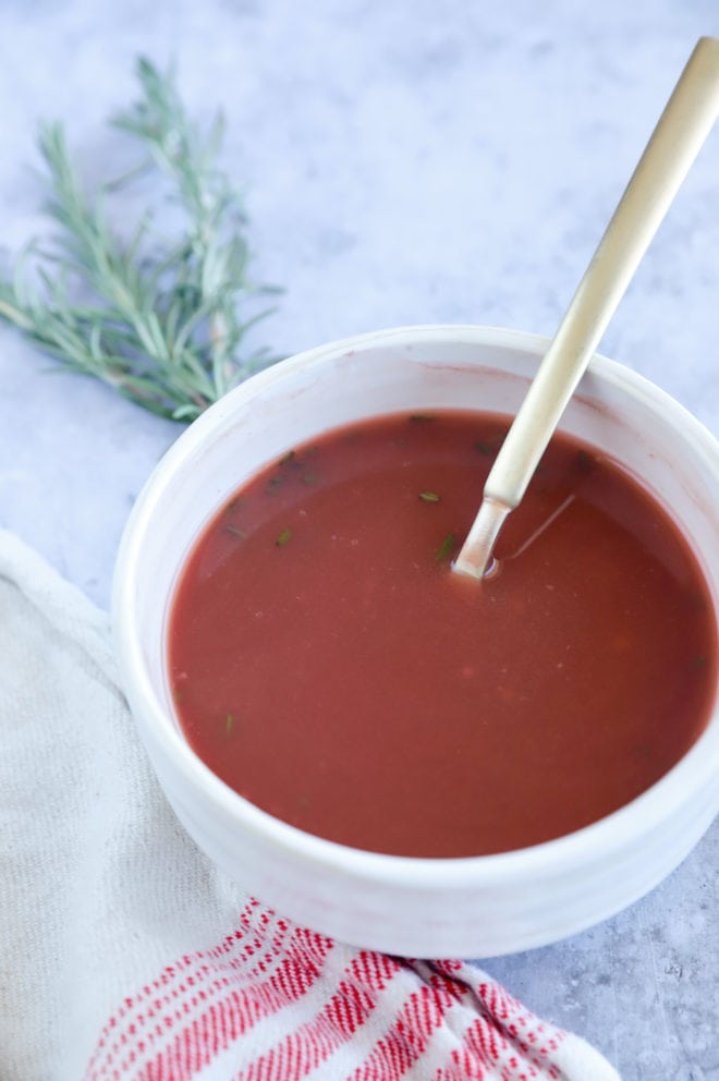 Bowl of sauce made from red wine image