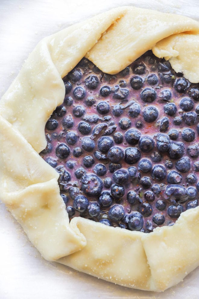 Blueberry galette unbaked image on pan