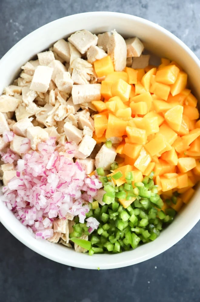 Ingredients in a bowl to make a sandwich filling image