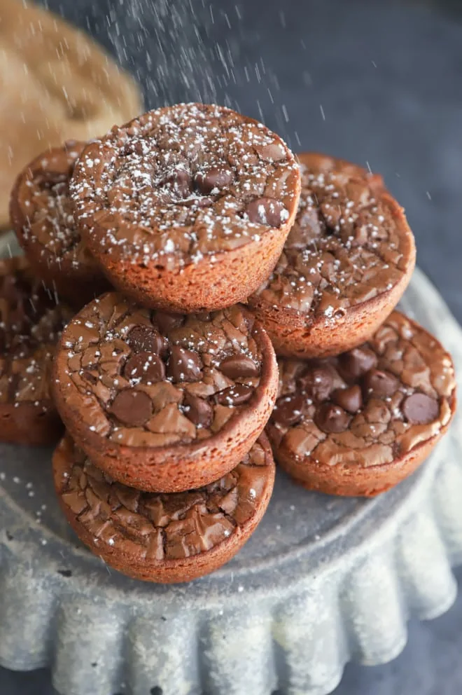 Image of nutella cake bites stacked on a cake stand
