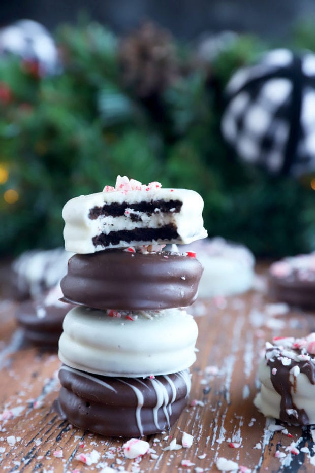 Stack of chocolate covered oreos image