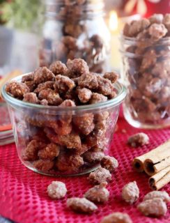 Crockpot cinnamon almonds in jars