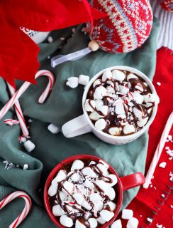 Overhead image of crockpot hot chocolate