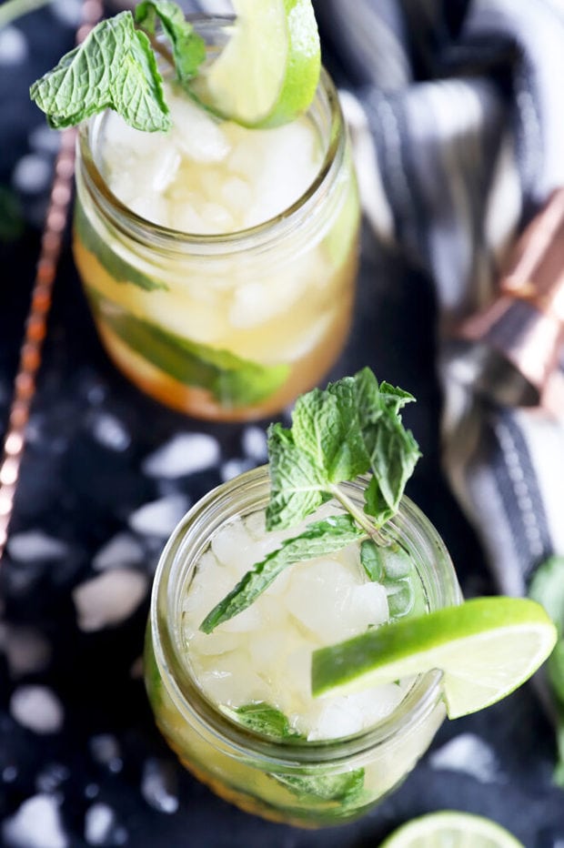 Cocktails with mint in mason jars image