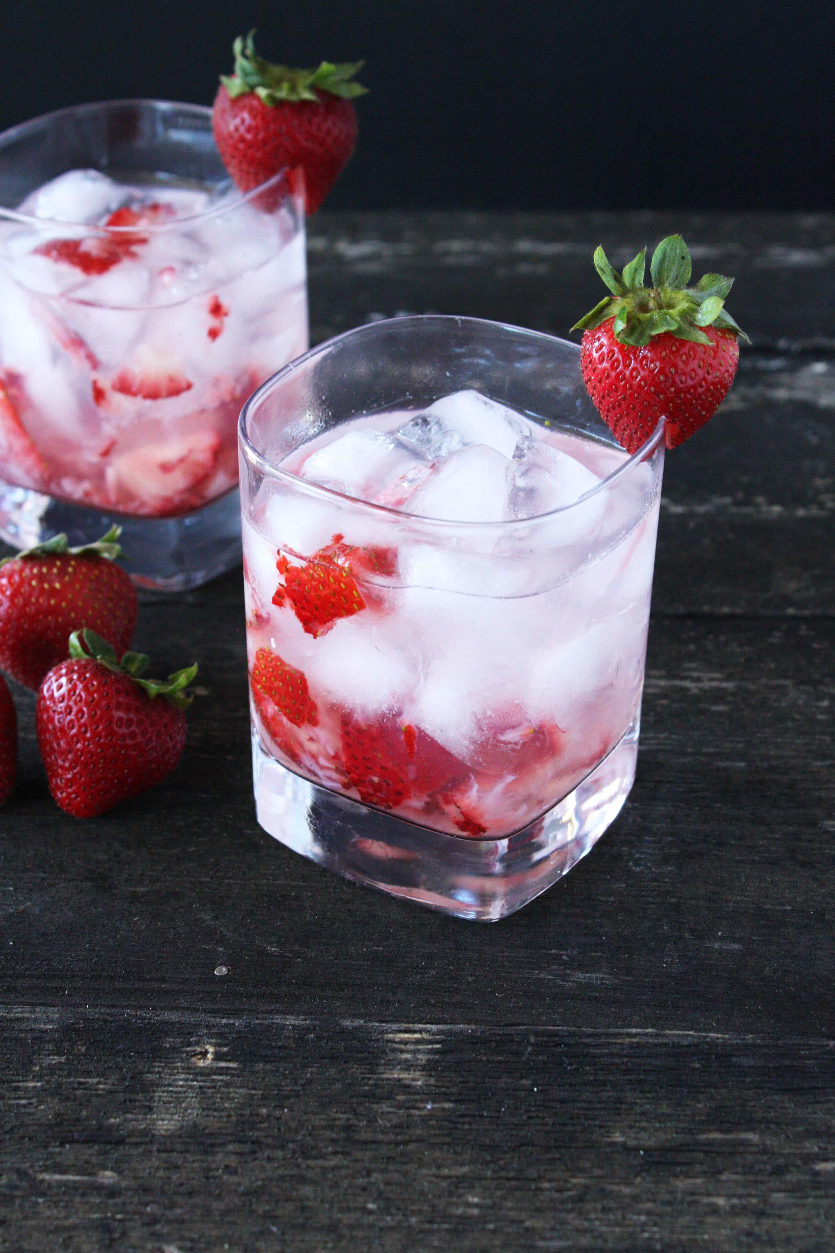 Now you've got pretty pink colored strawberry infused vodka! 