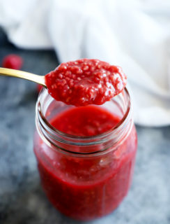Spoonful of raspberry compote image
