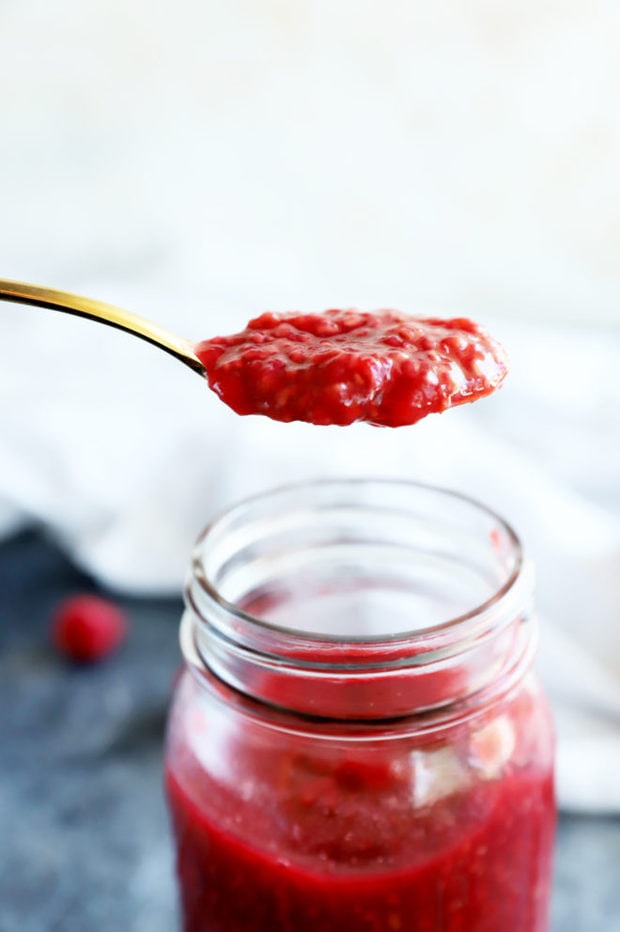 Spoonful of sauce on spoon image