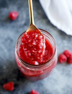 Spoonful of raspberry sauce image