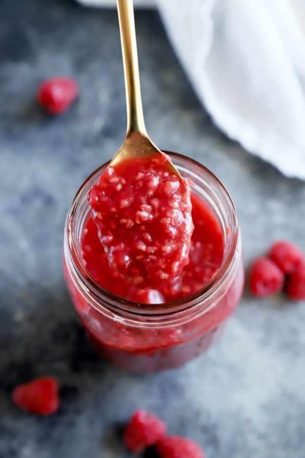 Spoonful of raspberry sauce image