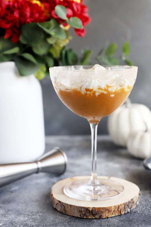 Side photo of pumpkin pie martini