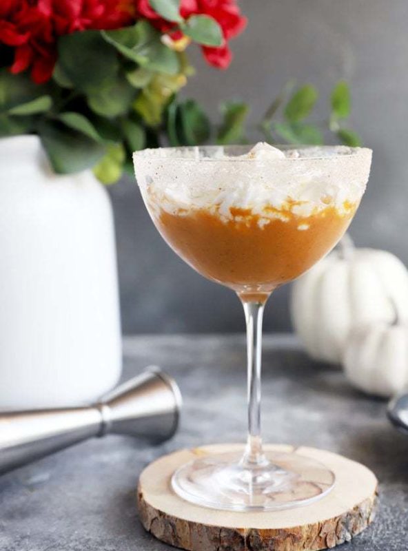 Side photo of pumpkin pie martini