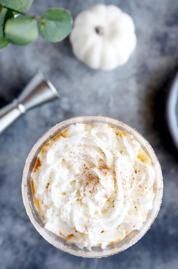 Overhead photo of whipped cream martini