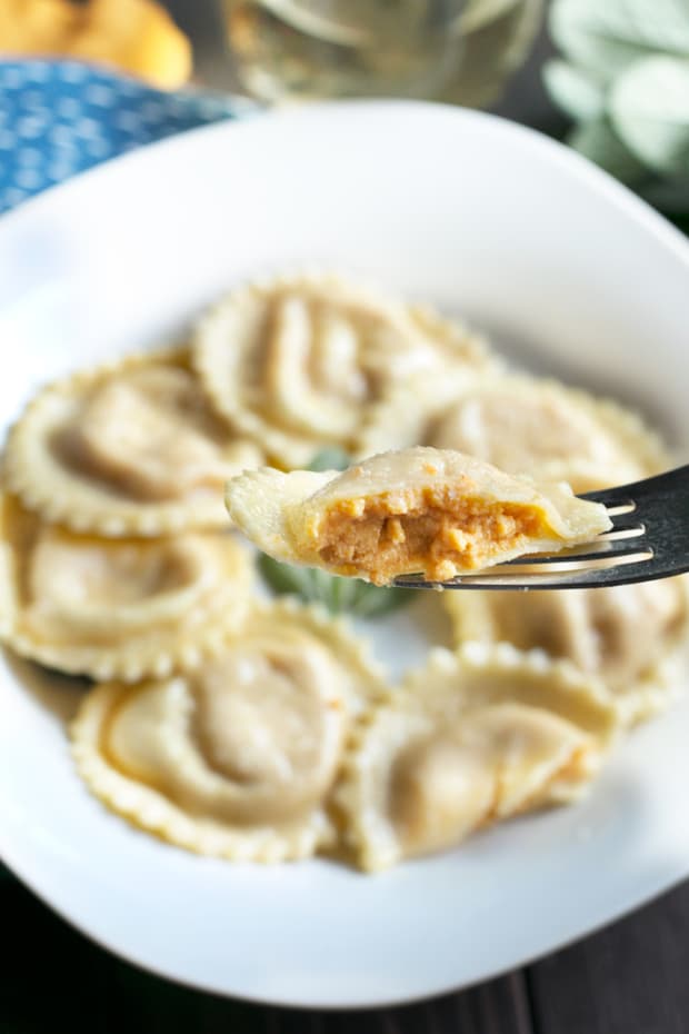 Pumpkin Ricotta Ravioli with Brown Butter Sage Sauce Cake 'n Knife