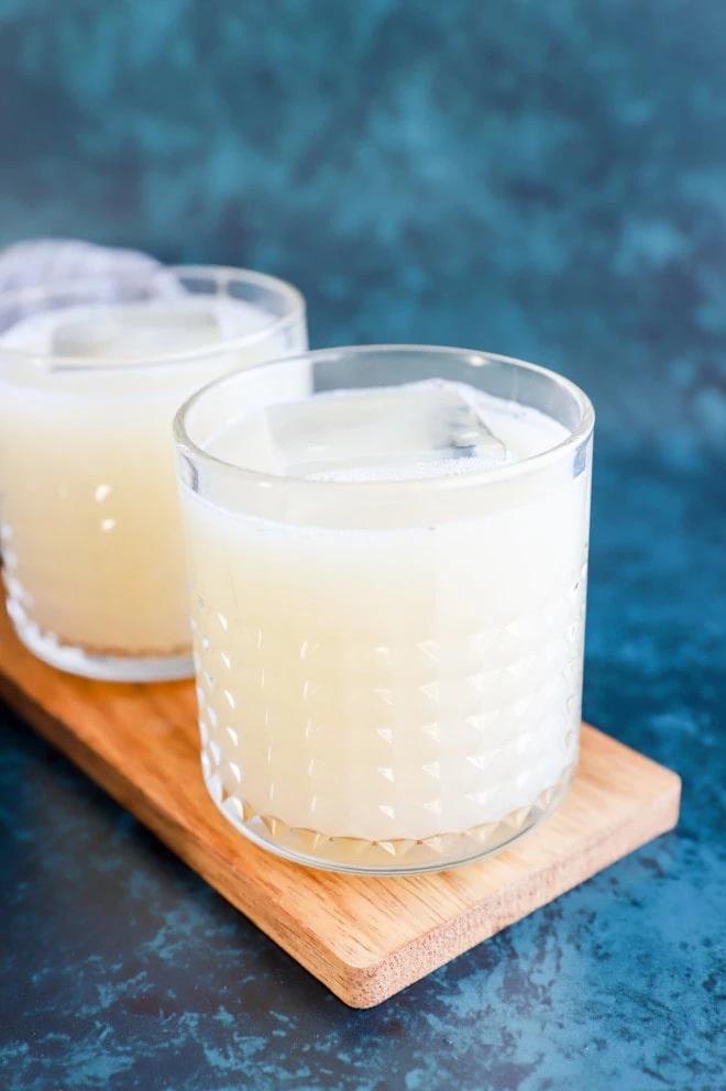 yogurt drink with alcohol and sprite in glasses