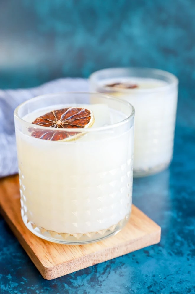 korean drinks in glasses with garnish