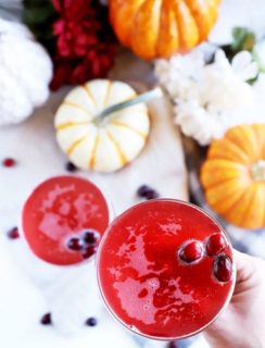 Hand holding cocktail with cranberries image