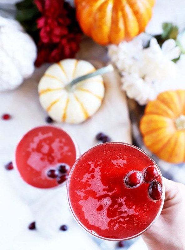 Hand holding cocktail with cranberries image