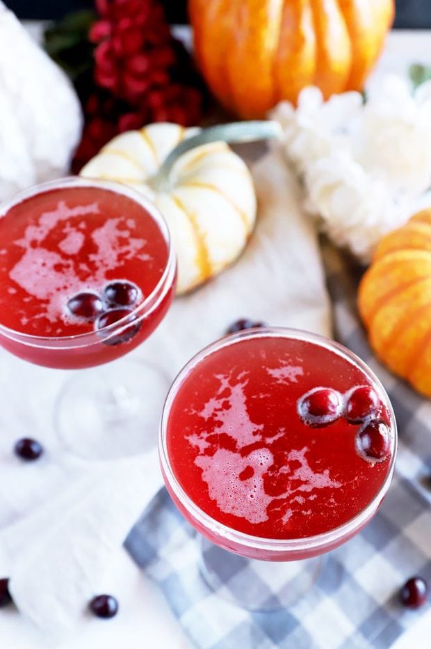 Picture of cocktail with apple and cranberries