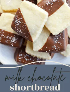 Milk chocolate dipped shortbread cookies pinterest image