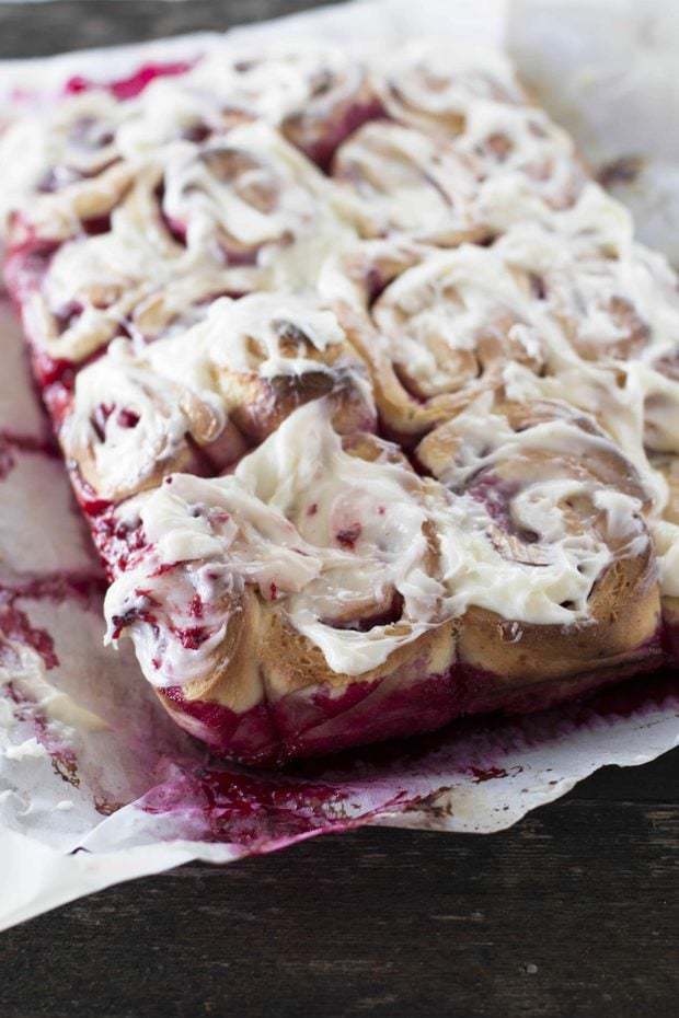 Raspberry Lemon Sweet Buns with Cream Cheese Frosting