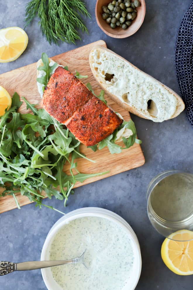 OVerhead image of seafood dinner for summer