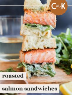 Salmon Sandwich with Creamy Dill Sauce pInterest graphic