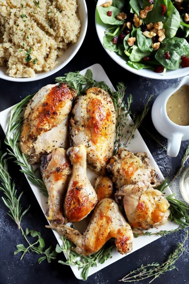 Chicken dinner with quinoa and salad