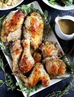 Thumbnail image of roasted chicken with white wine and herbs