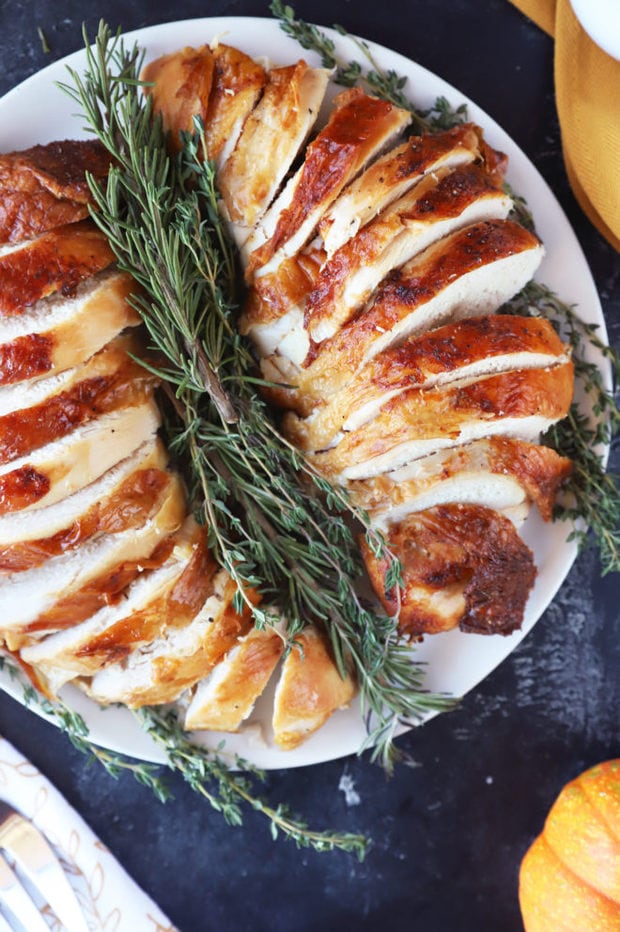 Photo of sliced turkey breast on platter