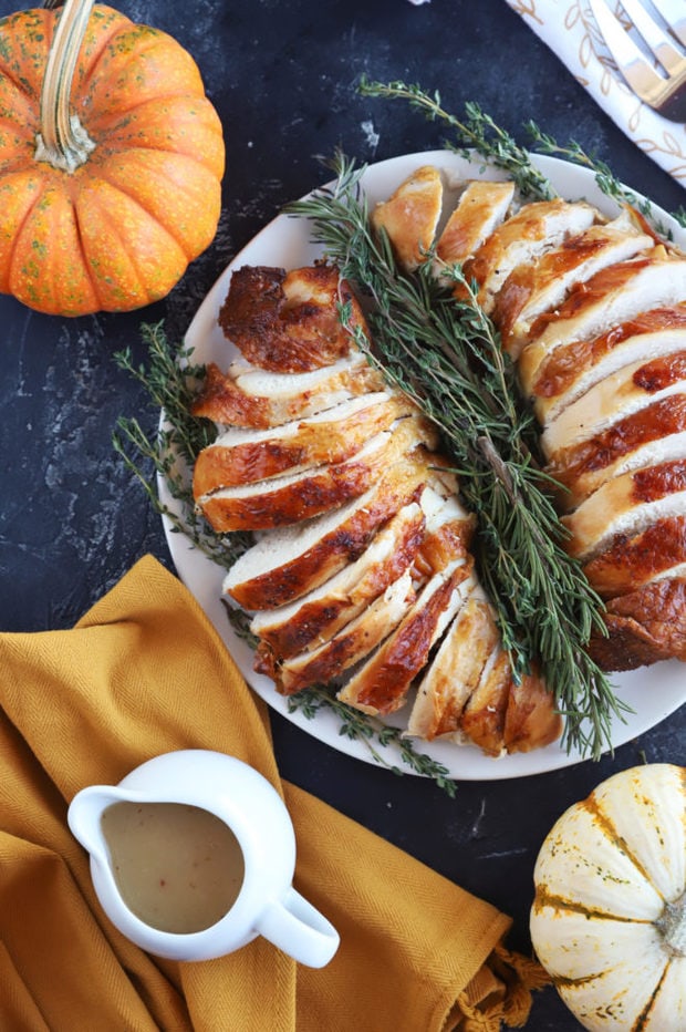 Overhead photo of thanksgiving turkey breast