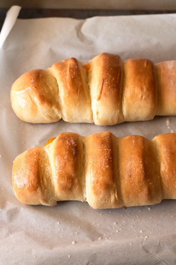Cheddar Cheese Stuffed Parker House Rolls | cakenknife.com