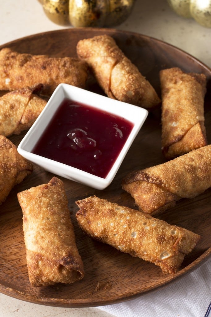 Thanksgiving Leftovers Eggrolls with Cranberry Dipping Sauce | cakenknife.com #BlogsgivingDinner