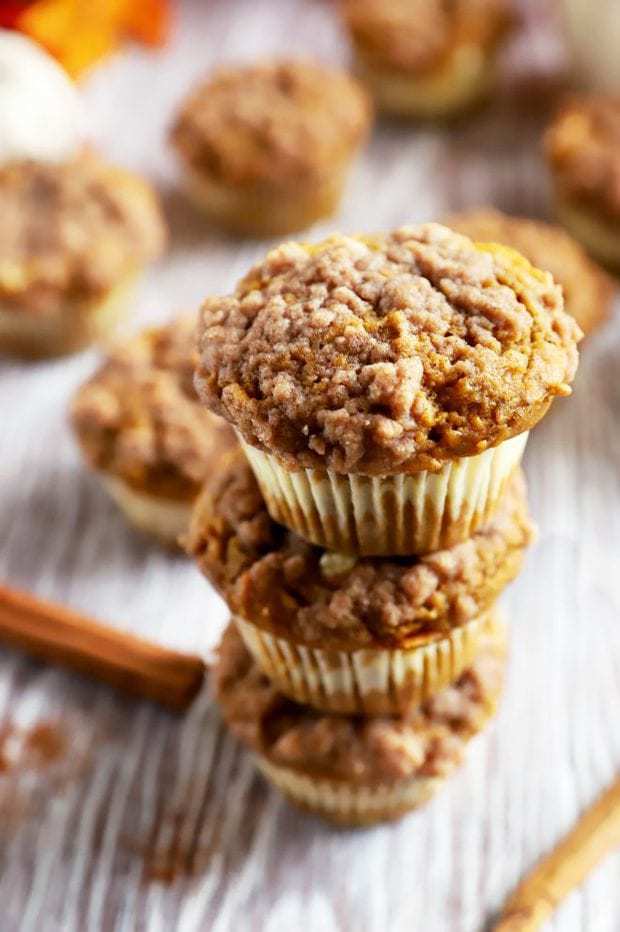 Stack of muffins for fall picture