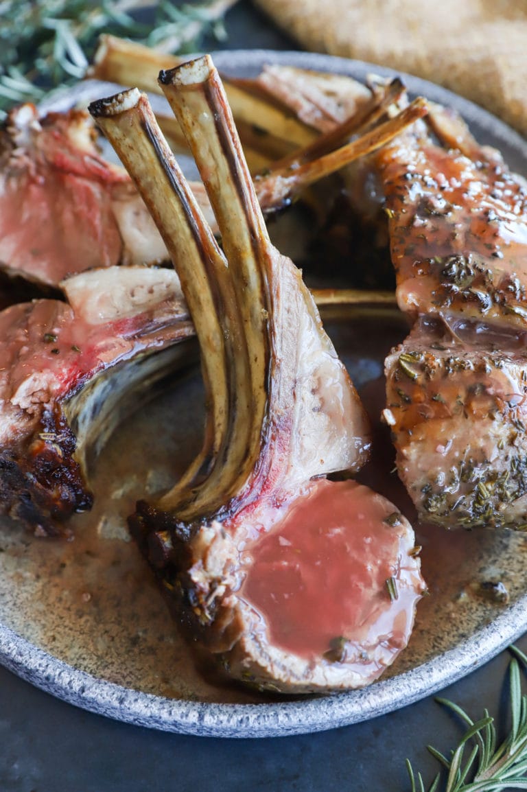 Herb Crusted Rack of Lamb with Red Wine Sauce