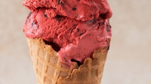 Red Velvet Ice Cream With Brownie Chunks Cake N Knife
