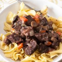 Braised Short Rib Stew with Red Wine & Mushrooms