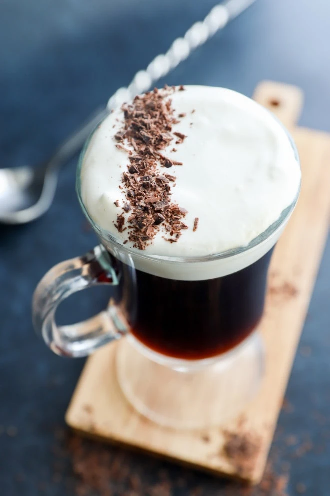Coffee cocktail with whiskey and sugar