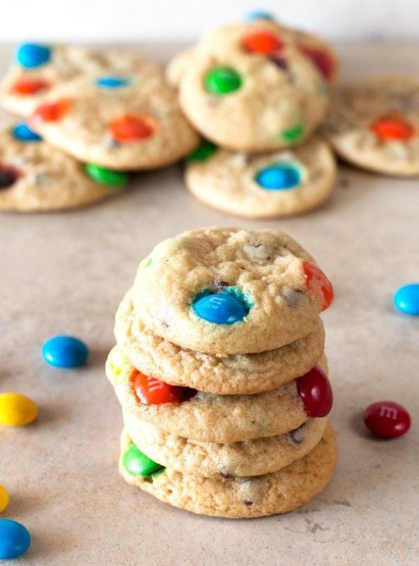 Soft Batch Mini M&M Cookies | cakenknife.com