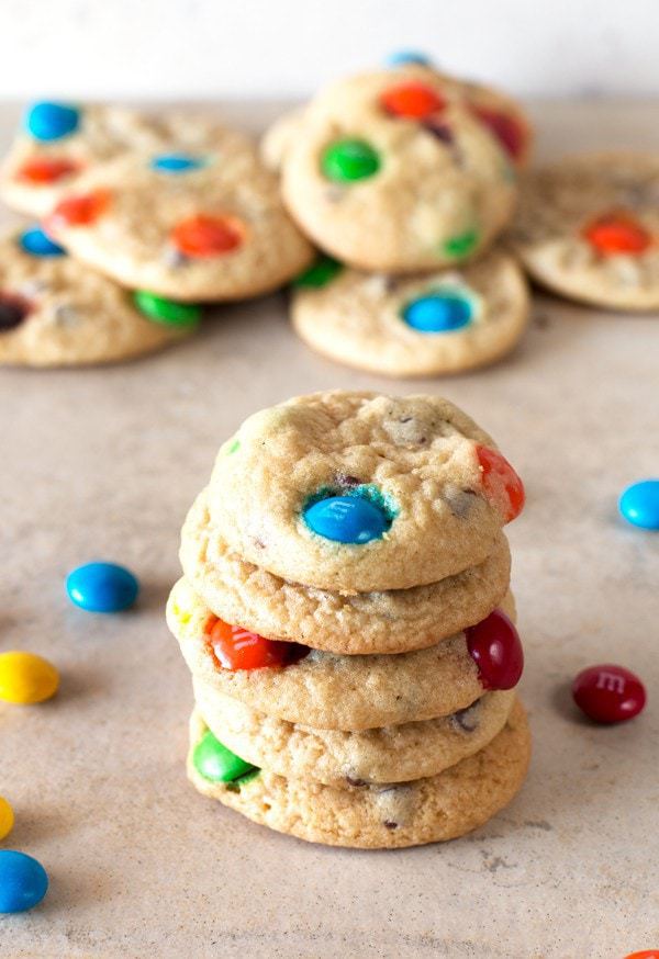 Soft Batch Mini M&M Cookies | cakenknife.com