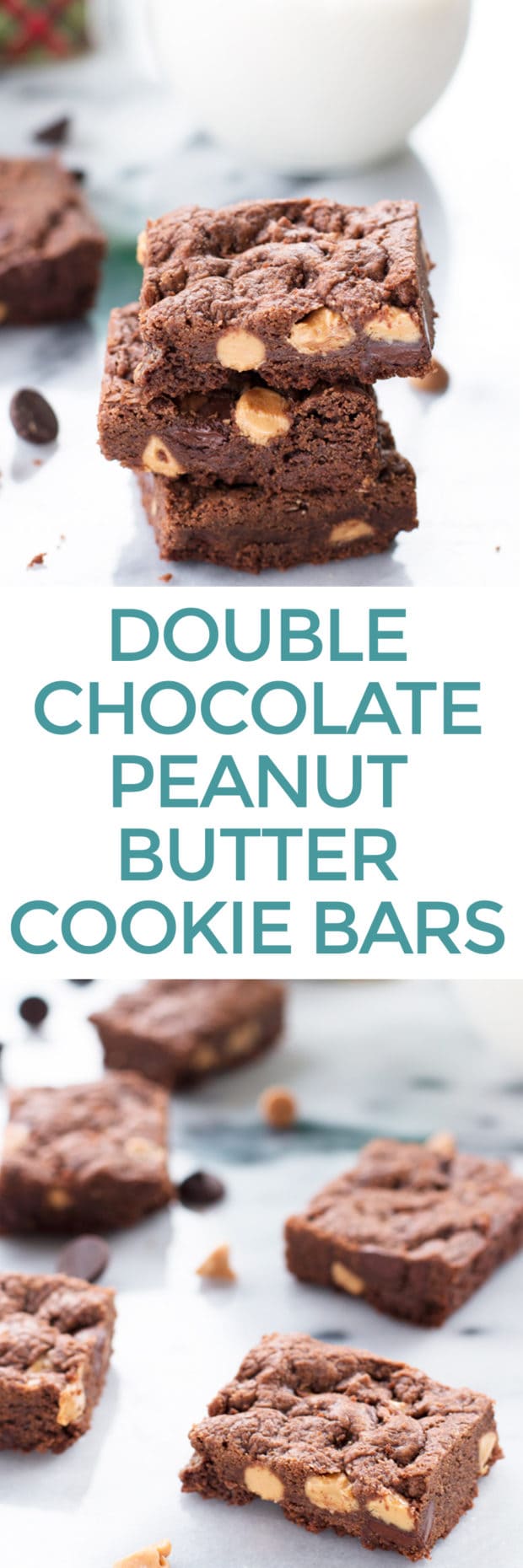 Chewy Double Chocolate Peanut Butter Cookie Bars | cakenknife.com