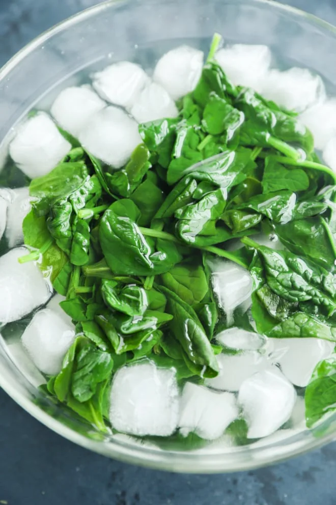 Spinach blanched in an ice water bath picture