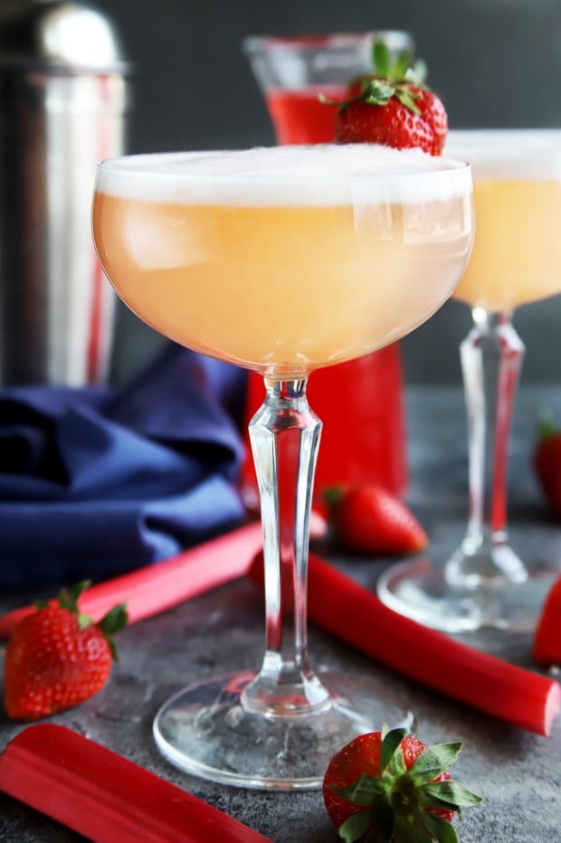 Strawberry Rhubarb Gin Fizz Cocktail Recipe Cake 'n Knife