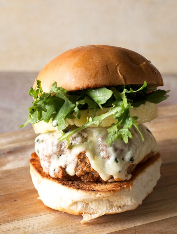 Castello Summer of Blue: Tropical Buffalo Blue Cheese Turkey Burgers | cakenknife.com