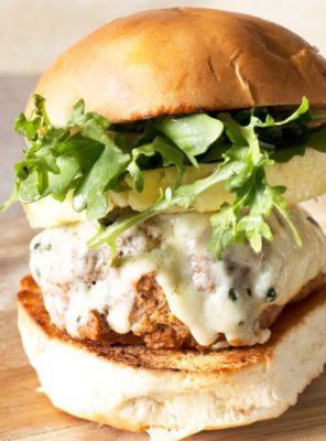 Castello Summer of Blue: Tropical Buffalo Blue Cheese Turkey Burgers | cakenknife.com