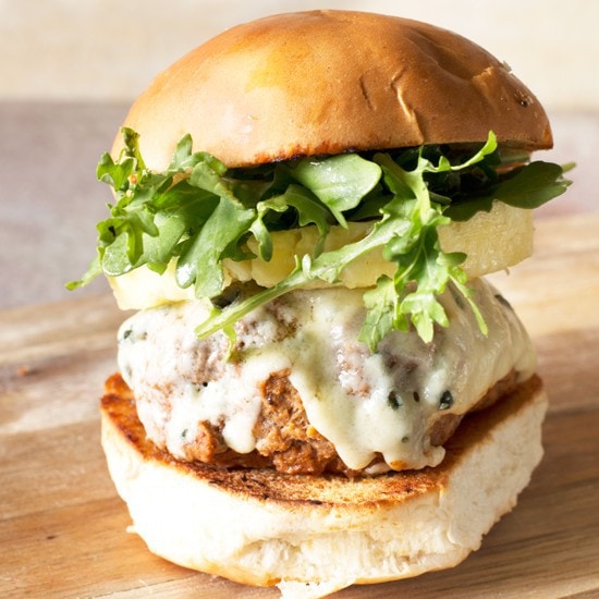 Castello Summer of Blue: Tropical Buffalo Blue Cheese Turkey Burgers | cakenknife.com