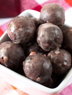 Cherry Glazed Chocolate Donut Holes | cakenknife.com