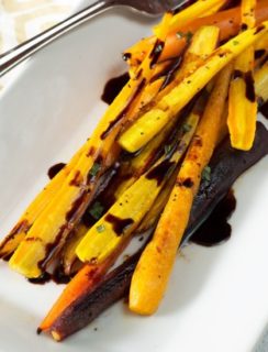 Honey Roasted Rainbow Carrots with Balsamic Reduction | cakenknife.com