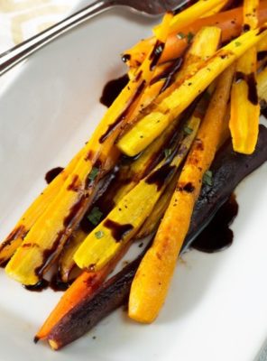 Honey Roasted Rainbow Carrots with Balsamic Reduction | cakenknife.com